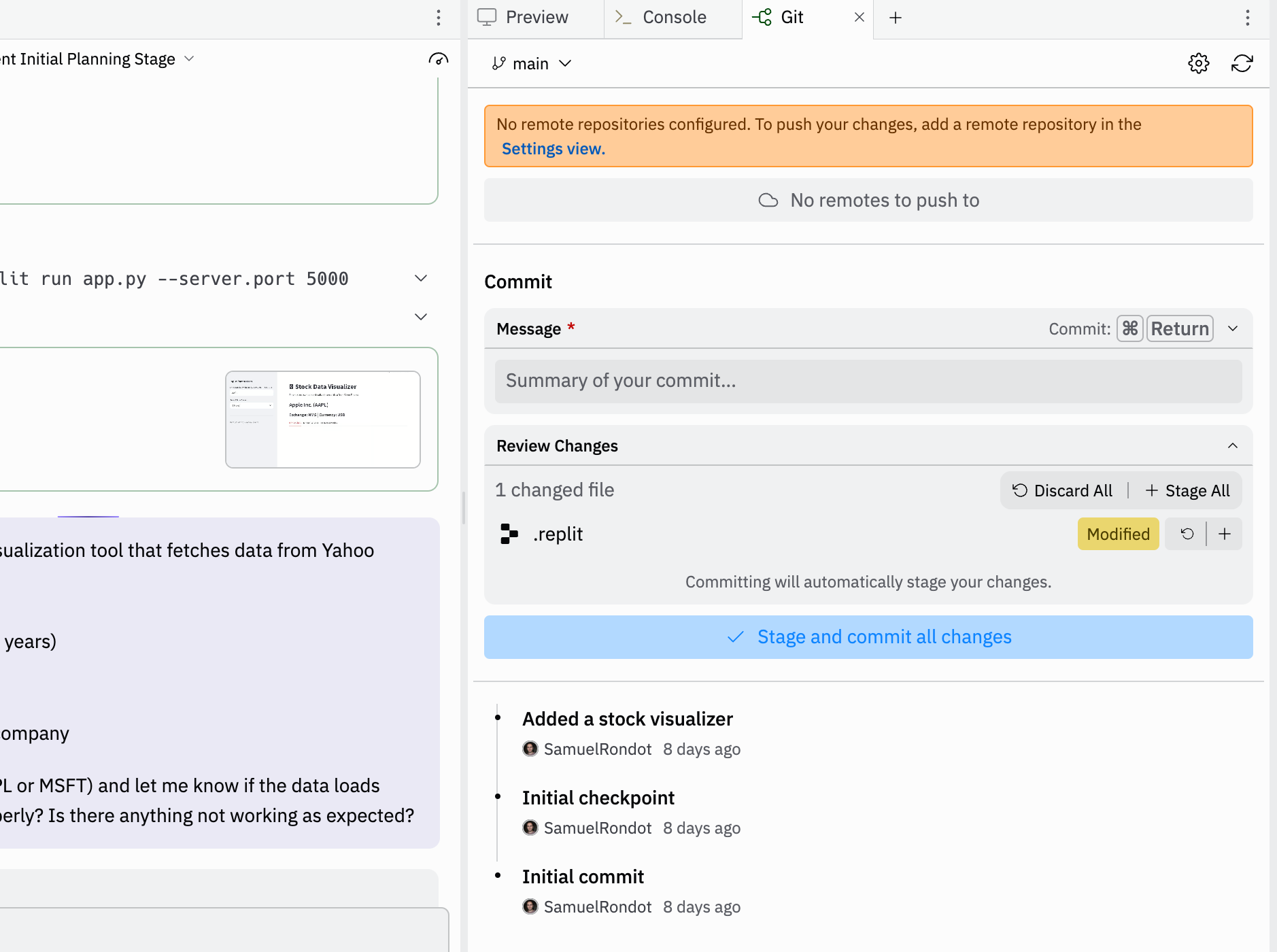 control de versiones git replit